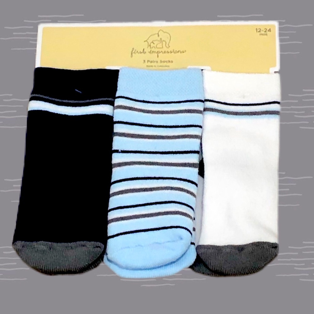 First Impressions 3 pairs boys socks 12-24 Mos NWT